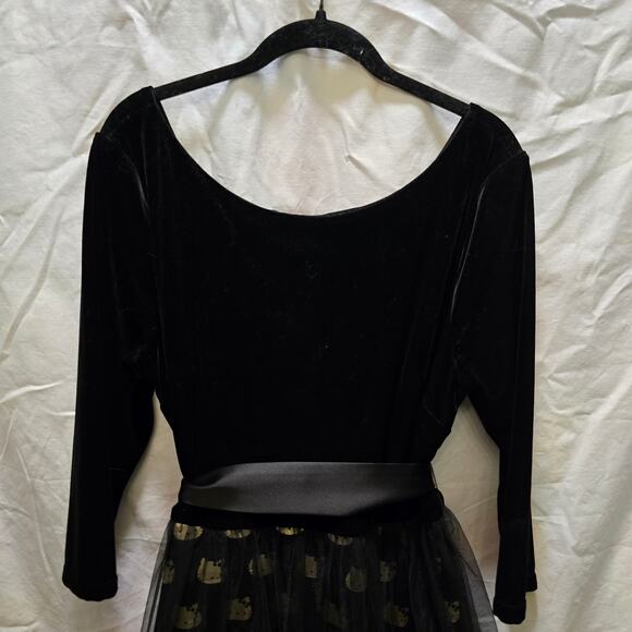 Modcloth for Hello Kitty black velvet tulle fit and flare 1/2 sleeve dress - Picture 2 of 14